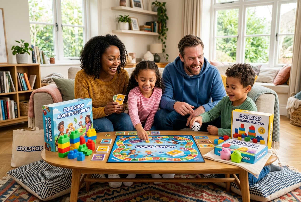 Gode familieaktiviteter hjemme med spil og legetøj fra Coolshop